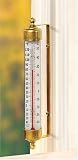 Outdoor Living : Antiqued Brass Wall Mounted Thermometer