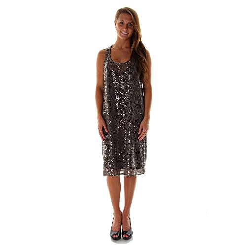Kenneth Cole Womens Jewel Sequined Racerback Cocktail Dress