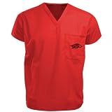 Arkansas Razorbacks Cardinal Single Logo Scrub Top