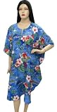 Decent Blue Parrot Printed Kaftan Cover up Plus Size Short Tunic Valentine's day gift
