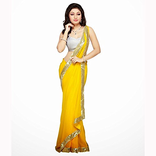 Fab Glory Women's Georgette Embroidery Sarees With Un-Stitched Blouse