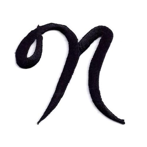 SCRIPT LETTERS Black Script Letter "N" Iron On
