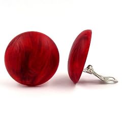 Schmuck Ohrclip, 30mm, Riss, rot-marmoriert-matt