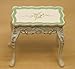 Handpainted Dollhouse Miniature Green and White End Table
