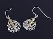 Two-Tone Sterling Silver Earrings - Cross - 23 mm