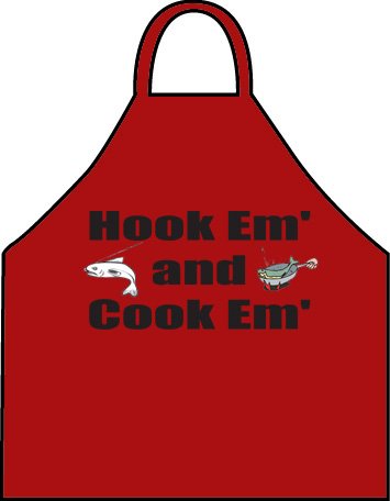 Funny Apron -- Hook Em' and Cook Em' Barbecue Apron