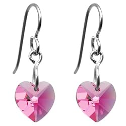 Titanium Heart October Birthstone Earrings Made with SWAROVSKI ELEMENTS