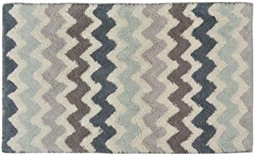 Super Soft Cotton Handmade Geometric Stripe Pattern Absorbent Bathroom Rugs (1'6x2'6, Blue)