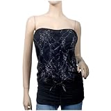 Sexy Black Floral Embroidered Lace Accent Corset Plus Size Top