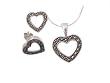 Sterling Silver Heart Shape Marcasite Necklace and Earring Set