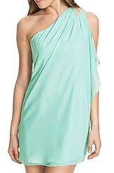 Sexy Vintage Cotton/Polyester Summer One Shoulder Sleeveless  Dress
