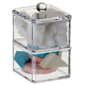 Danielle Square Acrylic Cotton Ball Holder, Two-Tier