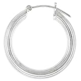 13 16 ( 21mm ) Small Sterling Silver Medium Thick Linear Design Italian Hoop Earrings