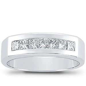 1.00 ct Men's Princess Cut Diamond Wedding Band Ring in Platinum In Size 15