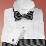 White Wing Collar Cotton Pleated Tuxedo Shirt
