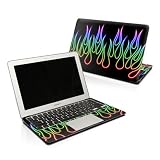 Rainbow Neon Flames Design Skin Decal Sticker for Apple MacBook 13"" (Black or White Polycarbonate w/SEPARATE TRACKPAD)