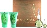 Duende by J. Del Pozo for Women 4 Piece Set Includes: 3.4 oz Eau de Toilette Spray + 2.0 oz Moisturizing Body Lotion + 2.0 oz Perfumed Bath & Shower Gel + 0.15 oz Miniature Collectilbe