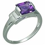 1.50 Carats Princess Cut Genuine Amethyst Sterling Silver Ring