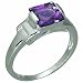 1.50 Carats Princess Cut Genuine Amethyst Sterling Silver Ring
