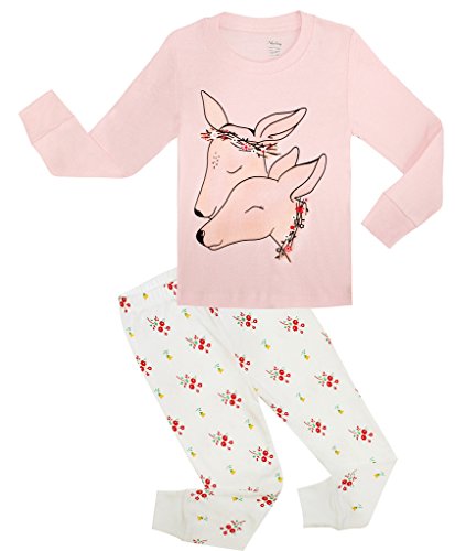 Girls Pajamas Children Deer Sleepwear Toddler Christmas Gift Sets Size 2-7 Years