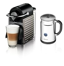                     						Nespresso Pixie Espresso Maker With Aeroccino Plus Milk Frother, Electric Titan