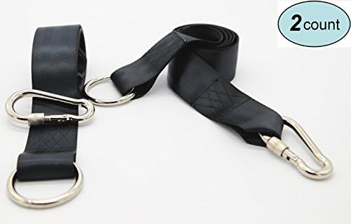 5 Ft Long Durable Hammock Tree Straps, Tree Swings, Nylon Straps, With Safe Carabiners, Excellent Accessory For Camping, Backpacking And Trekking (Black)