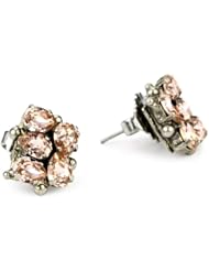 Sorrelli "French Blush" Pear Crystal Cluster Stud Silvertone Earrings