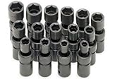 15 Piece 1/2 Drive 6 Point Swivel Metric Impact Socket Set