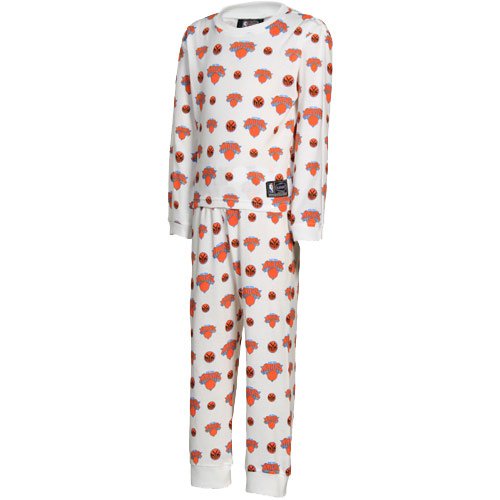 New York Knicks All Over Team Logo Youth Pajama Set - White (4)