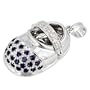 14K White Gold Sapphire & Diamond Baby Shoe Pendant