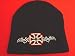 Black Beanie Red Maltese Iron Cross Biker Beanie, Skate Board Beanie with Iron Cross Embroidery