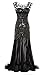 gastbypty Women's 1920s Black Sequin Gatsby Maxi Long Evening Prom Dress