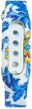 Replacement TPU Blue Flower Pattern Xiaomi Miband Bracelet Wrist Strap for Xiaomi Smart Watch , Blue