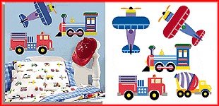 Kitchen: Trains, Planes & Trucks Wallies Mural by Olive Kids