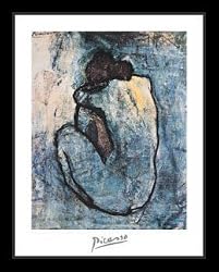 Pablo Picasso Blue Nude Girl Art Framed Poster Print - 11" X 14"