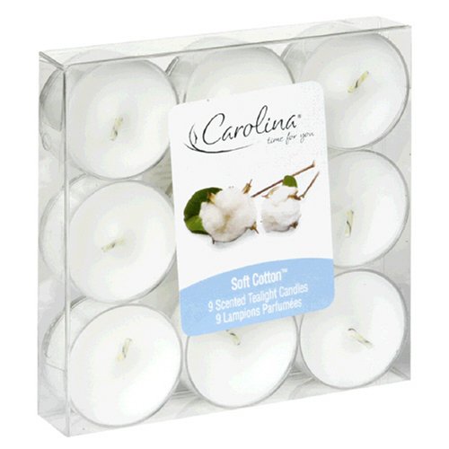 Carolina Scented Tealight Candles, Soft Cotton, 9-Count Packages (Pack of 6) by Carolina