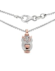 Ze Sterling Silver Rose Gold Owl Pendant Necklace