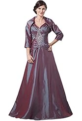 V-neck Taffeta Evening Dress/Mother-of-the-Bride Dress/Prom Dress 