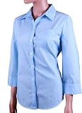 Izod Women's 3/4 Sleeve Button Down Shirt (2X, Blue Stripe)