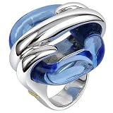 Masini Blue Square Murano Glass & Sterling Silver Ring