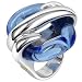 Masini Blue Square Murano Glass & Sterling Silver Ring