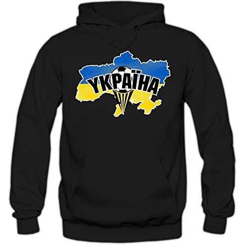 Ukraine EM 2016 #1 Hoody | Fußball | Herren | Trikot | Schowto-blakytni | Nationalmannschaft, Farbe:Schwarz (Black F421);Größe:S
