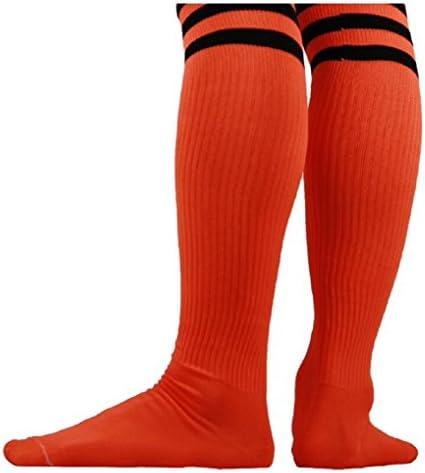 SpankY Men's Athletic Performance Cushion Over-the-Calf Socks Double Striped Orange