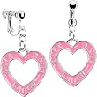 Silver Tone Pink Live Laugh Love Clip Earrings