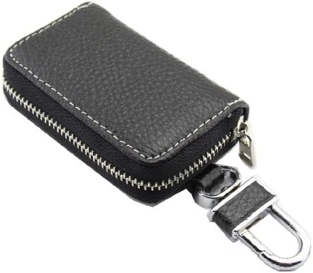 YOURONG Leather Case Key Chain Holder With Clip Wallet Case pouch (Black)