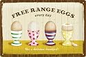 Free Range Eggs Blechschild, 30 x 20 cm