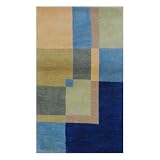 2' x 3' Indo Hand-knotted Blue Wool Rug