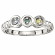 14K White Gold Mother's Ring - 3 Gemstone -- YOU CHOOSE THE COLORS!