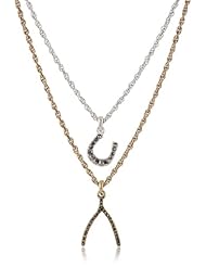 Lucky Brand Two-Tone Wishbone Pendant Necklace, 16.25"