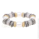 MILLE LUCCI: *BINGLE BANGLE LUNA GOLD VERMEIL PEARLE BRACELET*